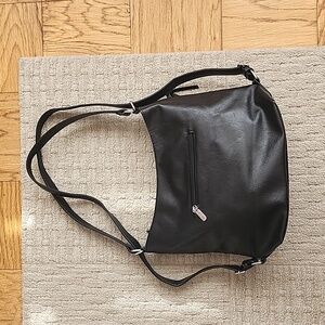Black Faux Leather roomy bag